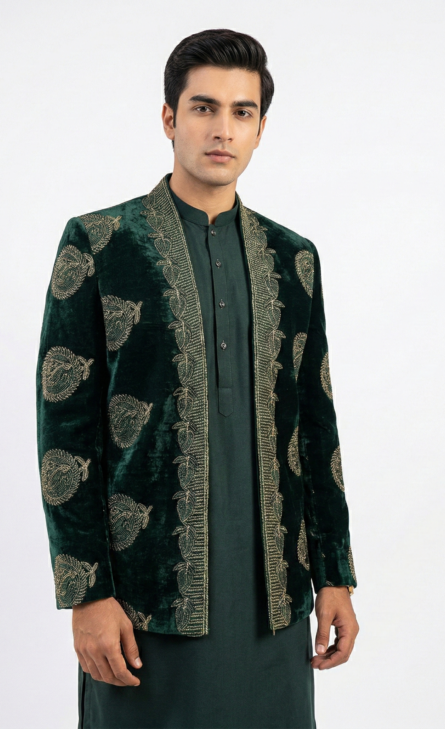 Embroidered Velvet Prince Coat